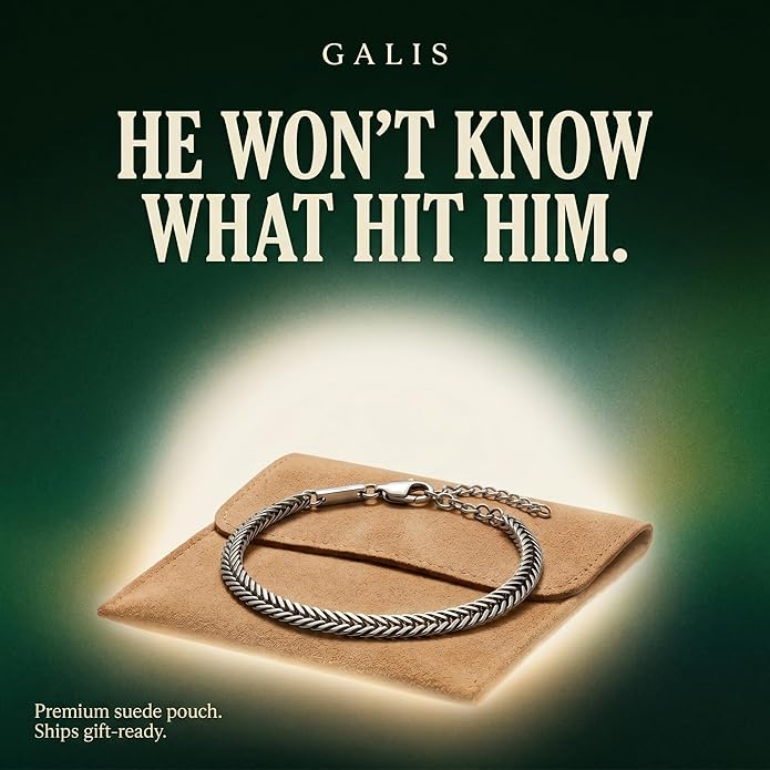 Galis Chain Bracelets For Men - Premium Stainless Steel, Silver, Gold Plated Non Tarnish - Mens Jewelry, Fathers Day Gift