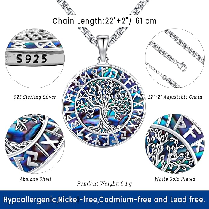 Eusense Viking Jewelry for Men Women Sterling Silver 925 Mjolnir Thors Hammer Pendant Celtic Cross Necklace Wolf Odin Raven Freya Goddess Norse Pagan Compass Vegvisir Yggdrasil Nordic Viking Necklaces Gifts