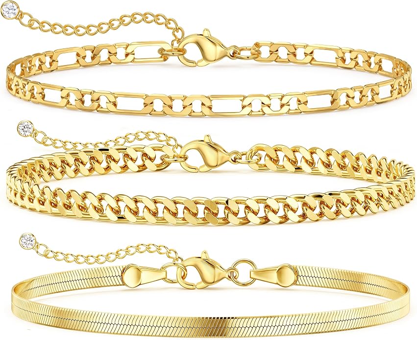 DEARMAY Gold Anklets for Women Waterproof, Non Tarnish14K Gold Plated Ankle Bracelets Set Stack, Summer Beach Jewelry Gifts for Vacation, Bikini Outfits for Women Mom Her