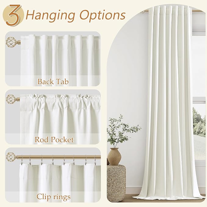 Guken Ivory 100% Blackout Linen Curtains 94 Inch Length 2 Panels Set for Living Room Bedroom Back Tab Thermal Insulated Black Out Drapes Room Darkening FarmhouseWindow Curtains 94 Inches Long