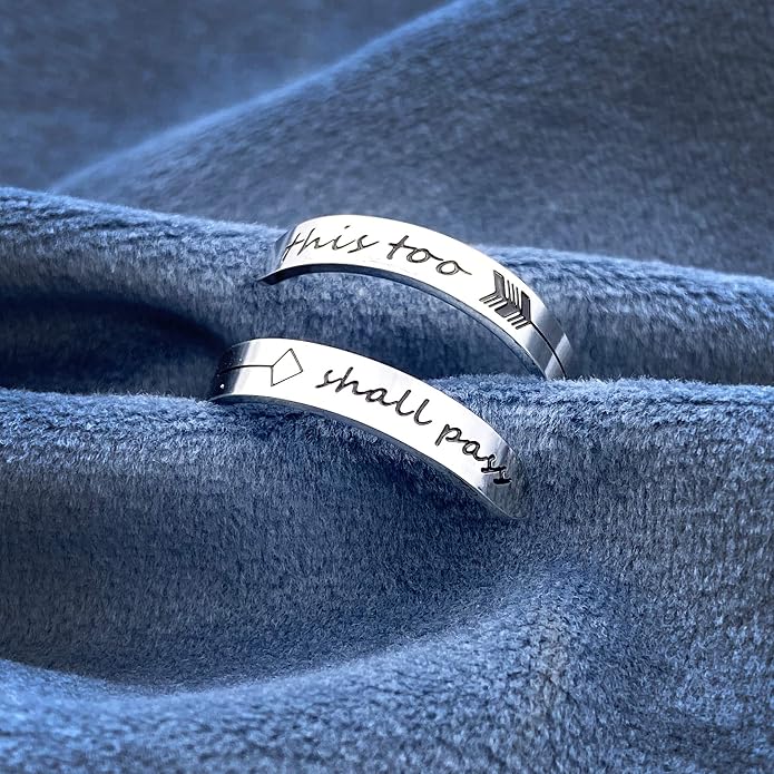 Vrycot Adjustable silvery Inspirational Stainless Steel Adjustable Bands Cool Stacking Opening Gift for Women Statement