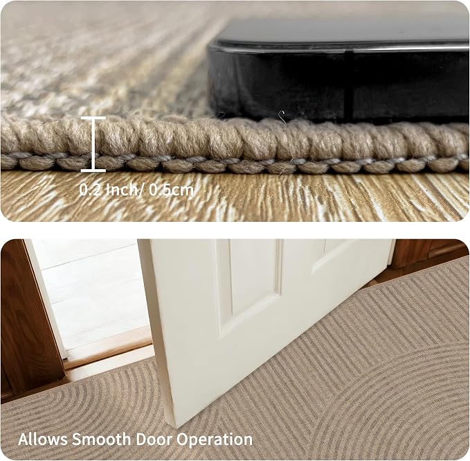 Non-Slip Jute Rug for Entryway: 3x5 Outdoor Mat - Swirl Curved Pattern | Safe Walking for Family All Day and Help with Cutting Slip Falls by 70%