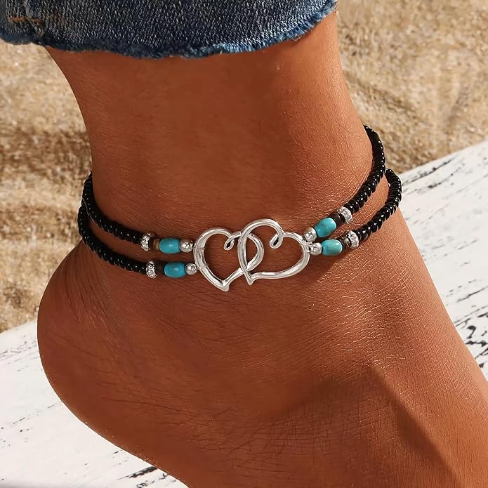 3PCS Ankle Bracelets For Women, Waterproof Beaded Bohemian Anklet,Beach Jewelry