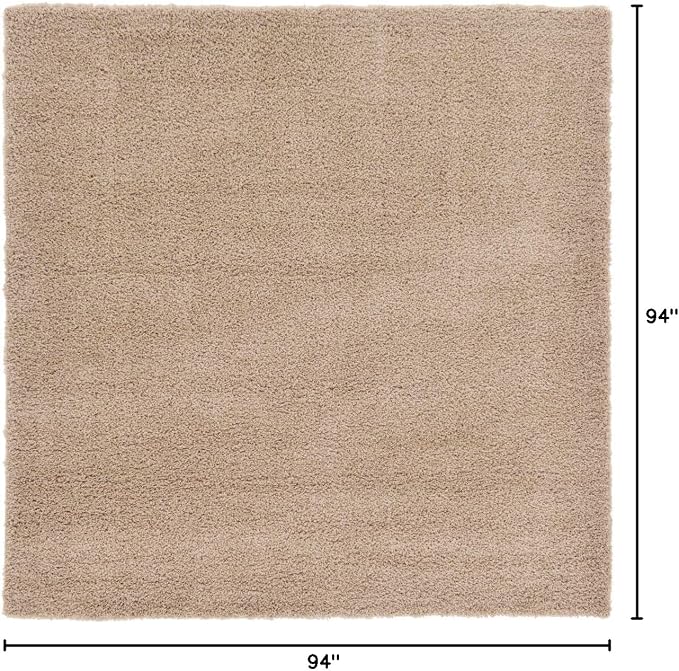 Unique Loom Solid Shag Collection Area Rug (7' 10" Square, Taupe)