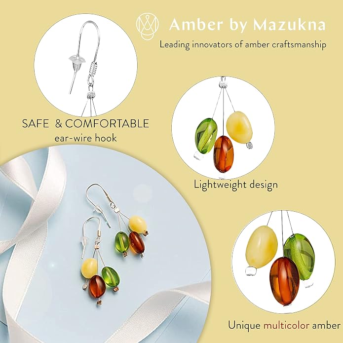 Pull-Through Earrings, Amber Jewelry, Faceted Sparkling Amber Earrings - Parent