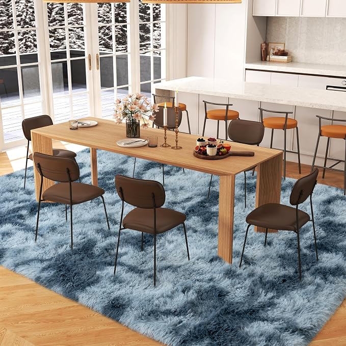6x9 Area Rugs for Living Room, Dark Blue Tie-Dyed Plush Fluffy Carpet | Upgrade Non-Slip Thick Large Blue Area Rug for Nursery Kids Room Dorm Room Home Decor, Indoor Plush Floor Carpet