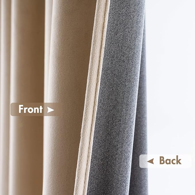 MIULEE Camel Beige Blackout Velvet Curtains Drapes 108 Inch Long 52"x108" | Luxurious Bedroom Living Room Decor, Room Darkening, Thermal Insulated, Rod Pocket Design, Super Soft Fabric, Extra Long