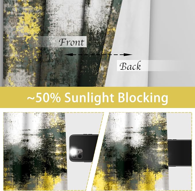 Asuexpect Abstract Curtains 2 Panels Abstract Rust Curtain Room Darkening Grommet Window Treatments Modern Decorative for Bedroom Living Room, 52x96 Inches, Black Yellow