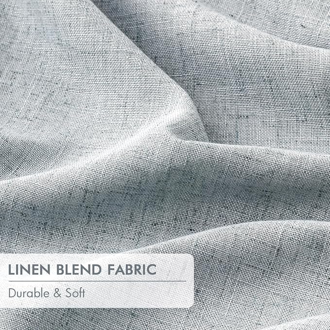 MIULEE Grayish Blue Pinch Pleated 100% Blackout Linen Curtains for Bedroom, Room Darkening Memory Trained Light Blocking Window Curtain 84 inches Long for Living Room, Black Out Pleat Drapes, 2 Panels