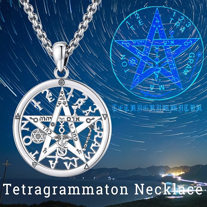 Pentagram Necklace Sterling Silver Triple Moon Goddess/Celtic Knot Witches Knot/Ankh/Sun and Moon/Hecate/Lilith/Santa Muerte/Tetragrammaton Pendant Necklace Pagan Wiccan Magic Egyptian Amulet Jewelry for Women Men