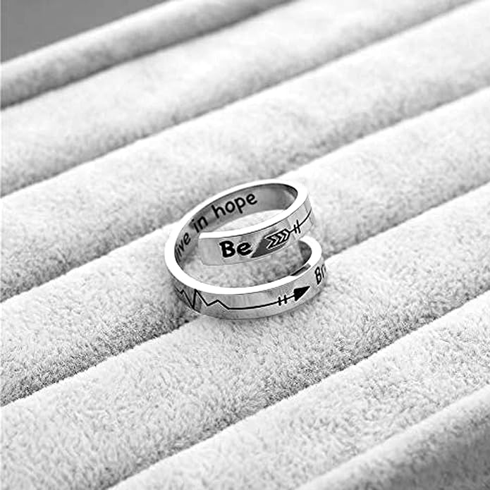 Uloveido Adjustable Inspirational Flying Dandelion Double Stainless Steel Freedom Ring Bands Cool Stacking Gift for Women, Engraving Rings Motivational Gift Y2004