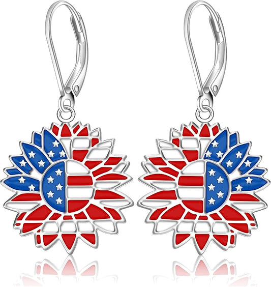 Black Cat/4th of July/Bat/Spider/Pumpkin/Wolf/Bunny/Sun and Moon/Turtle/Raven 925 Sterling Silver Leverback Dangle Earrings Moon Gothic Christmas Earrings Jewelry Gift for Women