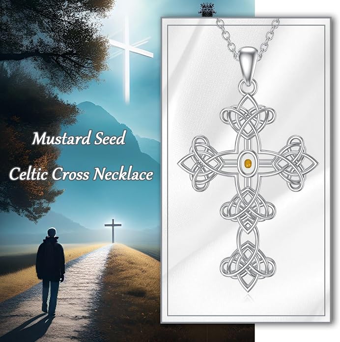 SIMONLY Protection Necklace Sterling Silver Jesus/Virgin Mary/Guadalupe Cross Necklace Mustard Seed Evil Eye Pentagram Amulet Jewelry Christmas Birthday Gifts for Women Men