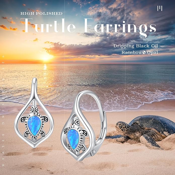 Cute Animal Leverback Earring 925 Sterling Silver Summer Bohemia Beach Theme Earrings for Women