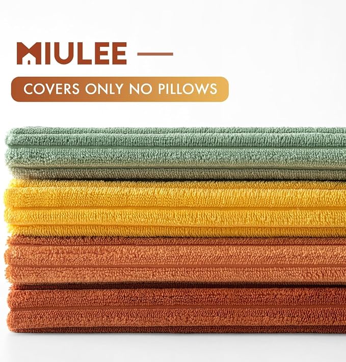 MIULEE Decorative Throw Pillow Covers 24x24 Inch Set of 4, Vibrant Cushion Covers Vintage Retro Fall Home Decor, Mix and Match Color Clash Design for Sofa Couch Bed Living Room Yellow Rust Green