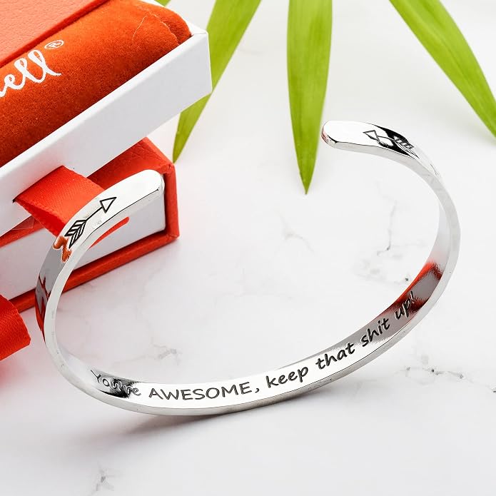 Carviell Bracelet - Gifts for Women – Inspirational, Friendship, Love, Mom, Daughter, Sister, Christian, Graduation, Memorial & Wedding Gifts – 100+ Phrases – Stainless Steel, Gift-Ready