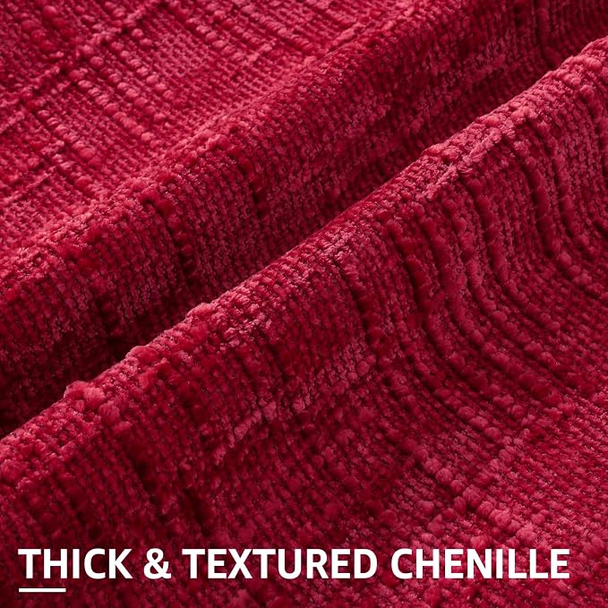 decorUhome Textured Chenille Throw Pillow Covers 22x22 Set of 2 Red | Fall Modern Farmhouse Soft Cozy Slubby Couch Pillow Cases Boho Decorative Pillow Cases for Bed Sofa Living Room Home Decor