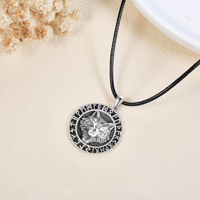 URONE Men Viking Pendant Necklace Sterling Silver Norse Viking Jewelry