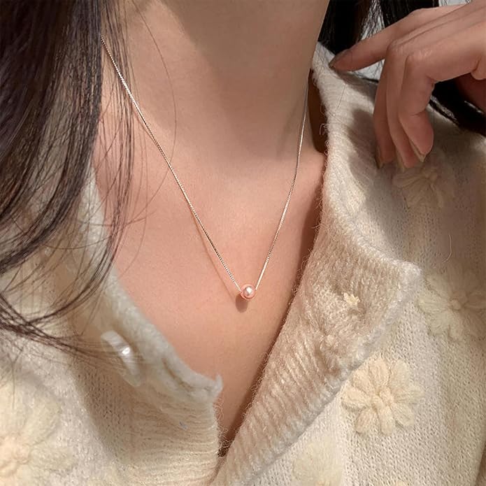 Sereney Sterling Silver Birthday Gifts for Girls Women, Pearl Necklace as 7 9 10 11 13 15 16 18 21 30 40 50 60 Year Old Birthday Gifts, Single Pearl Necklace as Bday Gifts for Friends