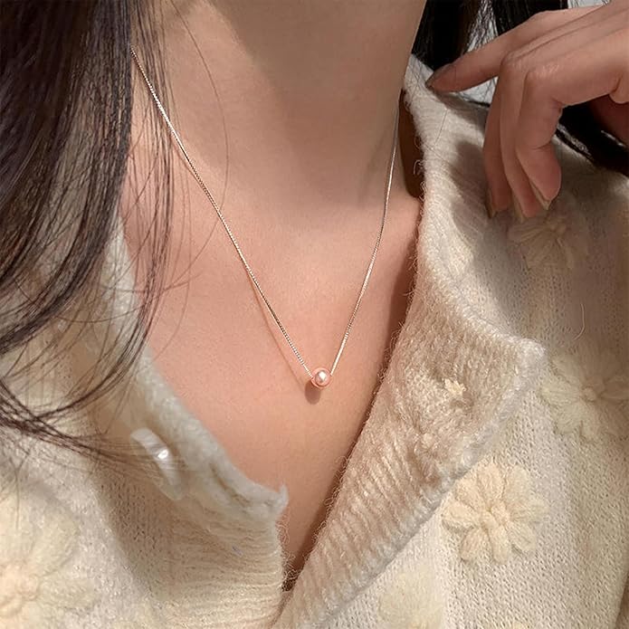 Sereney Sterling Silver Birthday Gifts for Girls Women, Pearl Necklace as 7 9 10 11 13 15 16 18 21 30 40 50 60 Year Old Birthday Gifts, Single Pearl Necklace as Bday Gifts for Friends