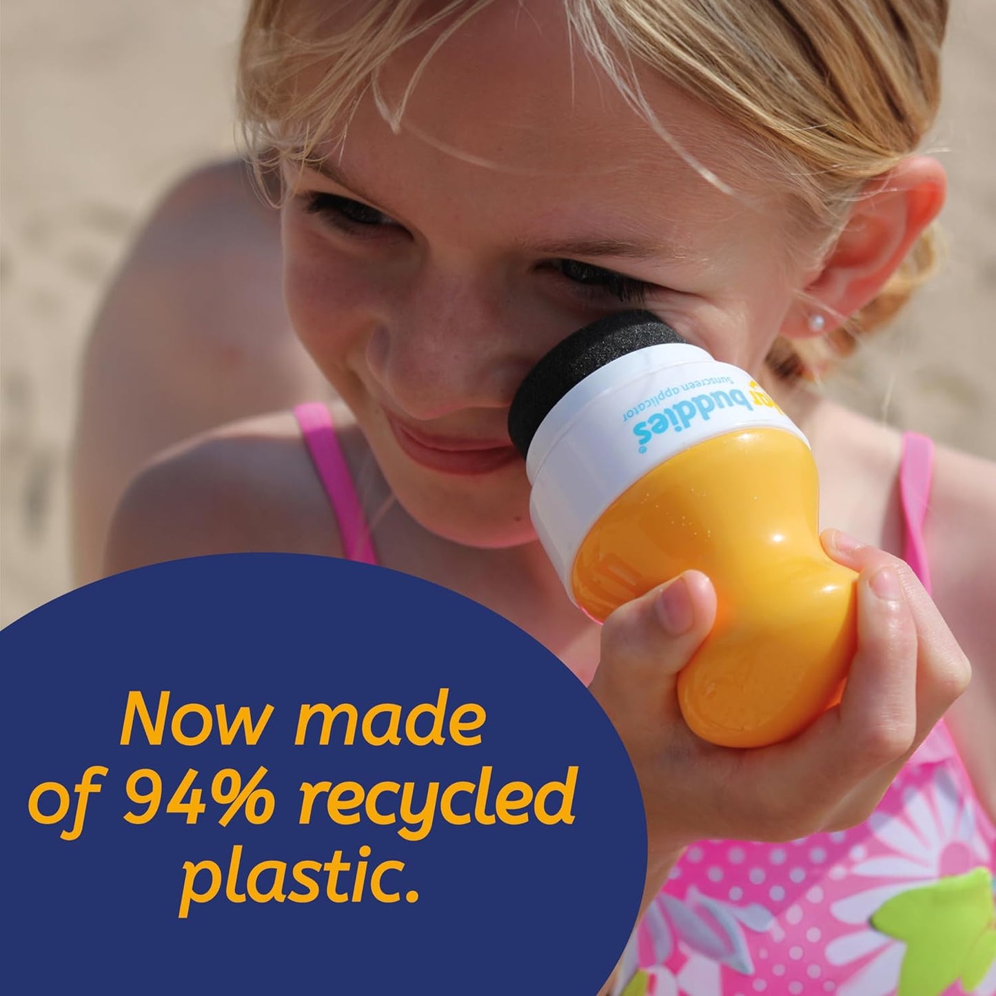 Solar Buddies Sunscreen Applicator - Single Pink - Refillable Roll on Sponge Sunscreen, Suncream & Lotion Applicator For Kids, Adults & Families - Holds 3.4fl oz, Perfect Size for Travel