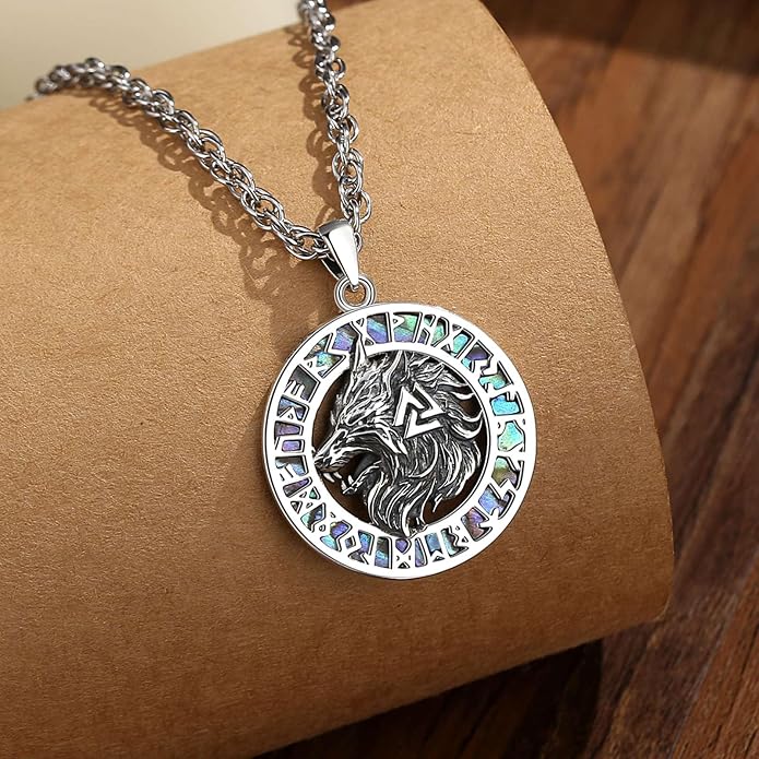 Vito 925 Sterling Silver Viking Necklace for Women Men, Viking Dragon/Wolf/Horse/Tree of Life Pendant Norse Amulet Nordic Jewelry for Men