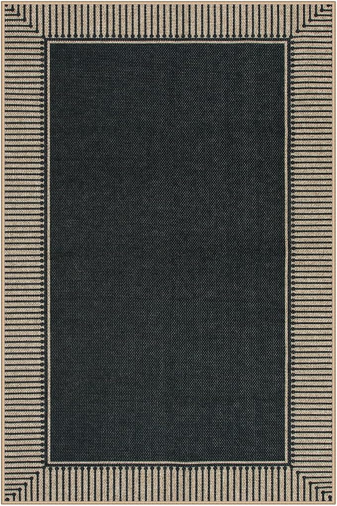 Moynesa 2x3 Easy Jute Kitchen Rug, Striped Border Front Door Mat Washable Non Slip Small Entryway Rugs, Indoor Outdoor Farmhouse Doormat Carpet for Bathroom Doorway Porch Foyer