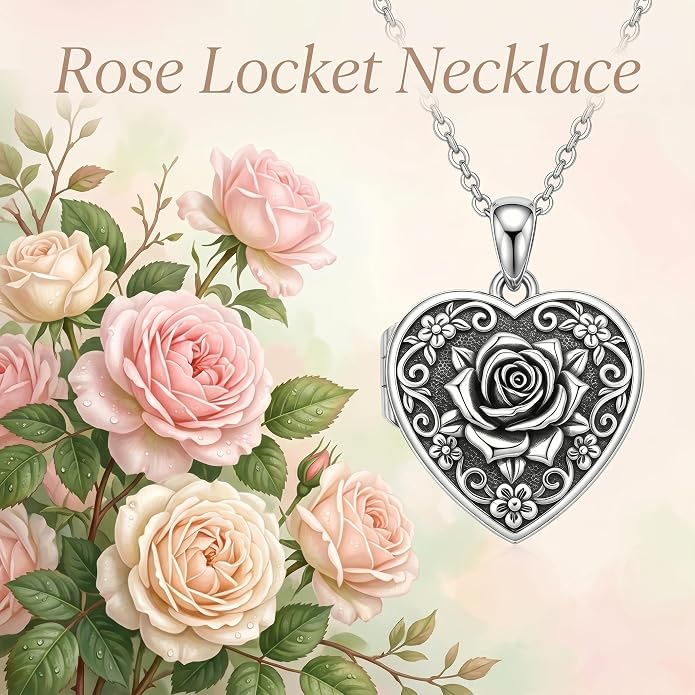 PELOVNY Locket Necklace That Holds Pictures 925 Sterling Silver Photo Locket Pendant Birthday Christmas Memorial Jewelry Gifts for Women Men