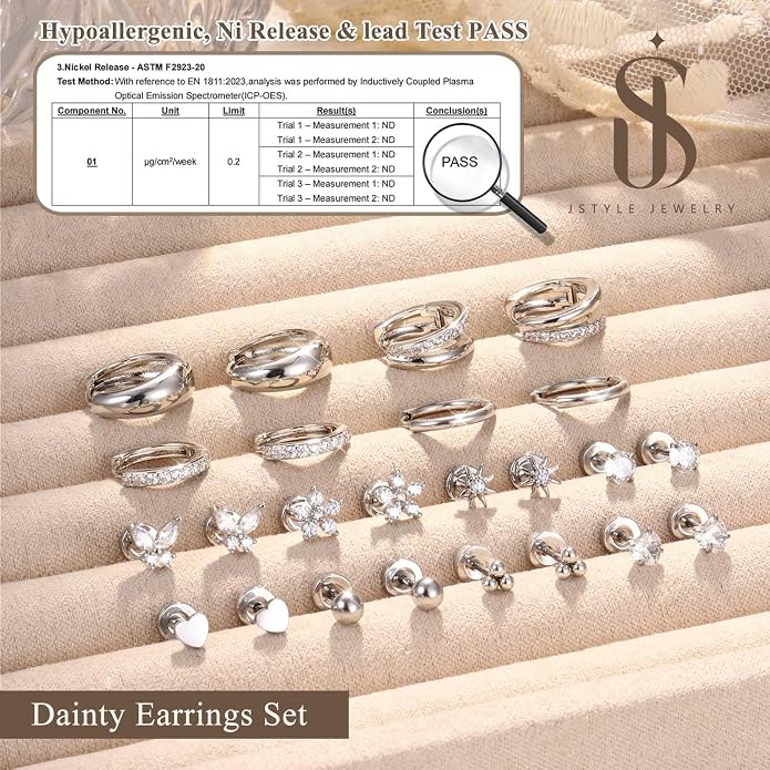 Jstyle Hypoallergenic 14K Gold Plated Stud Hoop Earrings for Women Men Surgical Stainless Steel Flat Back Earrings Small Huggie Hoops Cartilage Earring Set for Multiple Piercing Jewelry Gift for Women