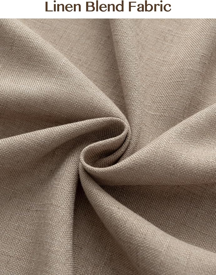 Liz Pinch Pleated Linen Curtains Light Filtering Curtains for Living Room, Farmhouse Window Curtains for Bedroom, Modern Drapes with Hooks and Rings, 90 Inches Long, Taupe Grey, 2 Panels Set