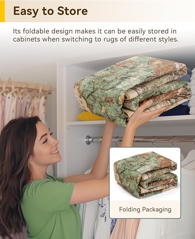 RELEANY Area Rugs Runner 2'x5' Washable Non-Slip, Floral Vintage Distress Medallion Carpet for Kitchen Hallway Bedroom Beside Laundry Room Bathroom, Terracotta Burnt Orange Green