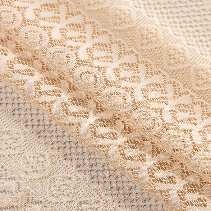 Sutuo Home Beige Door Curtains for Doorway Glass & Sidelights, Vintage Chic Privacy Print Drapes French Country Handmade Tassels Xmas Boho Curtains for Front Door, Rod Pocket 2 Panels 25" W x 40" L