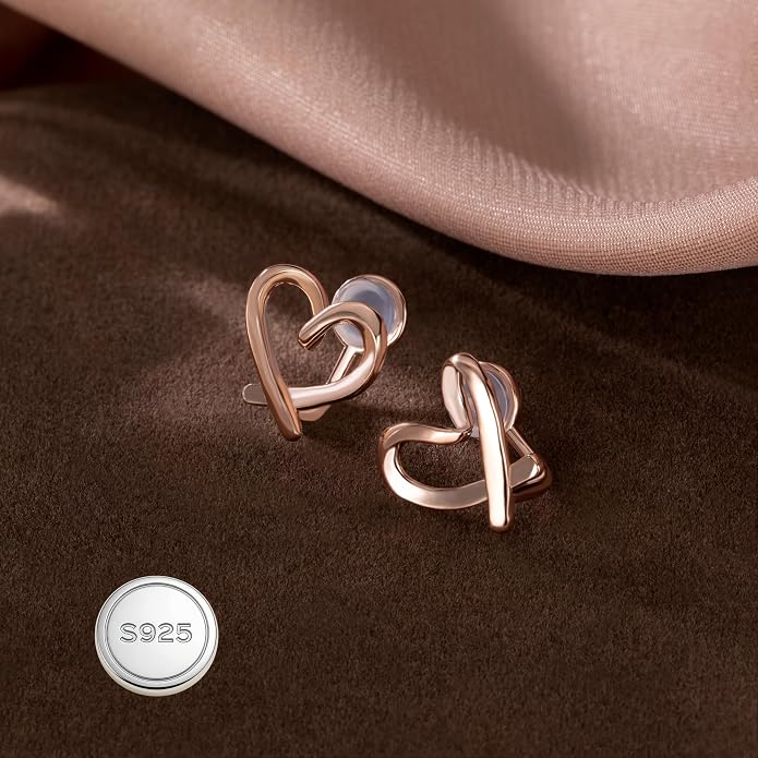 Reffeer Solid 925 Sterling Silver Love Heart Clip On Earrings Ear Cuffs for Women Teens Heart Wrap Earrings No Piercing