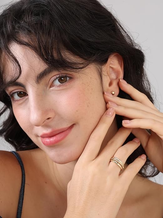 14K Gold Filled Rings for Women, Dainty Stacking Rings for Women, Thin Gold Band Ring Plain Statement Ring Comfort Fit Size 6-10