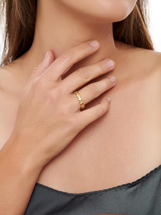 DEVATA Gold or Rhodium Plated Sterling Silver 925 – Eternity, Band Ring for Women – Heart, Knot, Clover, Infinity, Mariner, Cable, Curb, Cuban, Figaro, Daisy, Rope, Ribbed, Dome