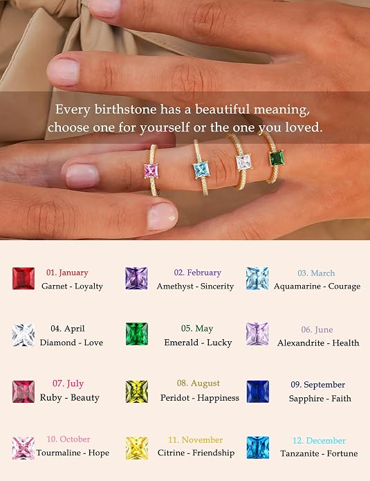 Birthstone Gold Rings for Women Non Tarnish 14K Gold Plated Stackable Cubic Zirconia Thumb Rings Dainty Cute Emerald Eternity Band Pinky Ring Engagement Wedding Promise Rings Jewelry Gifts