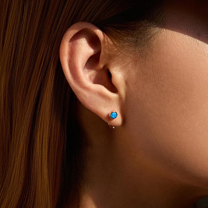 CHIC & ARTSY 925 Sterling Silver Half Hoop Earrings for Women, Dainty Huggie Hoops with Synthetic Opal, Moonstone, CZ & Gemstones, Lightweight Comfort Fit Everyday Elegant Jewelry