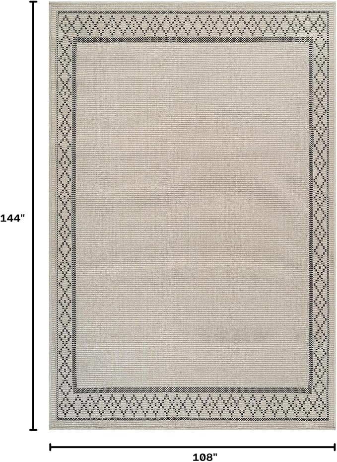 Luul Home Easy Jute Rugs 9x12 Frame Bone Color Living Room Indoor Outdoor Area Rug for Patio and Kitchen Rug High Traffic Washable Easy to Clean Solid Boho Woven Design Carpet (9 x 12)