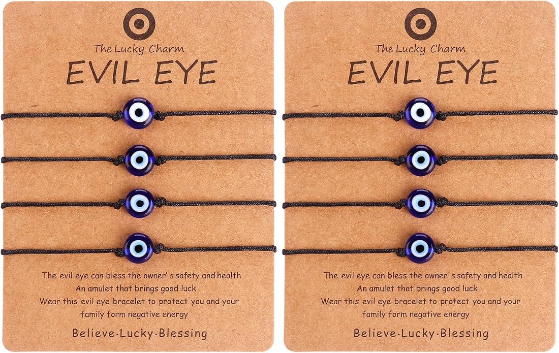 4 Pcs Evil Eye Bracelets & Anklet - Handmade Evil Eye Jewelry for Women's Protection