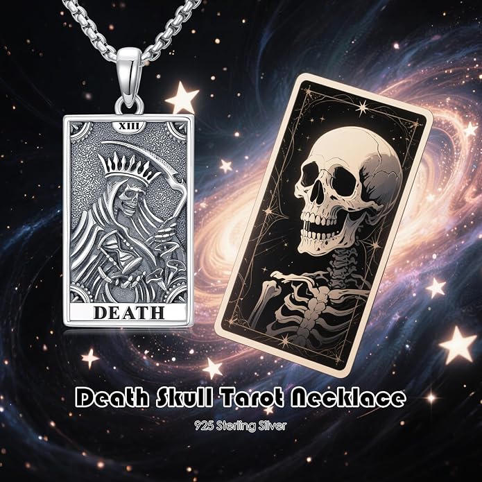 Skull/Skeleton Memento Mori Necklace 925 Sterling Silver Skull/Skeleton Pendant Hourglass Necklace Skull/Skeleton Jewelry for Men Women