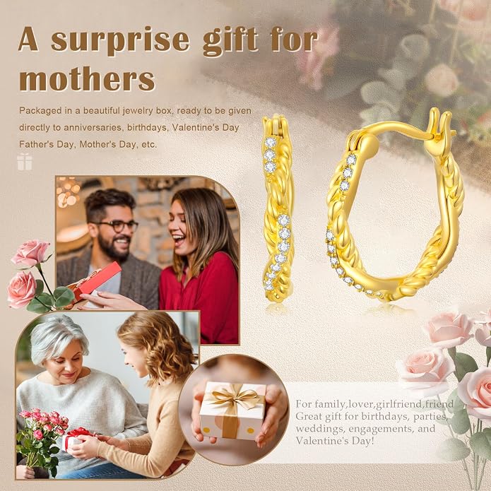 Gold Dainty Hoop Earrings for Women Hypoallergenic Lightweight 14K Gold Huggie Earrings Jewelry Valentines Day Gifts for Wife Girlfriend Her