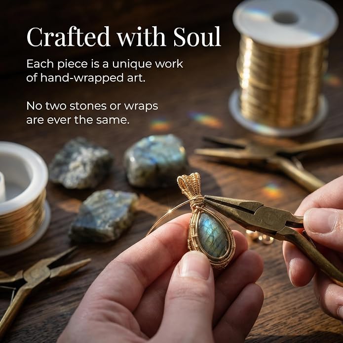 Natural Faceted Labradorite Pendant Necklace – Unique Stone of Magic & Transformation, Iridescent Flash Gemstone Jewelry, Handmade Healing Crystal Gift for Women, Birthday, Anniversary, Spiritual Awakening & Intuition