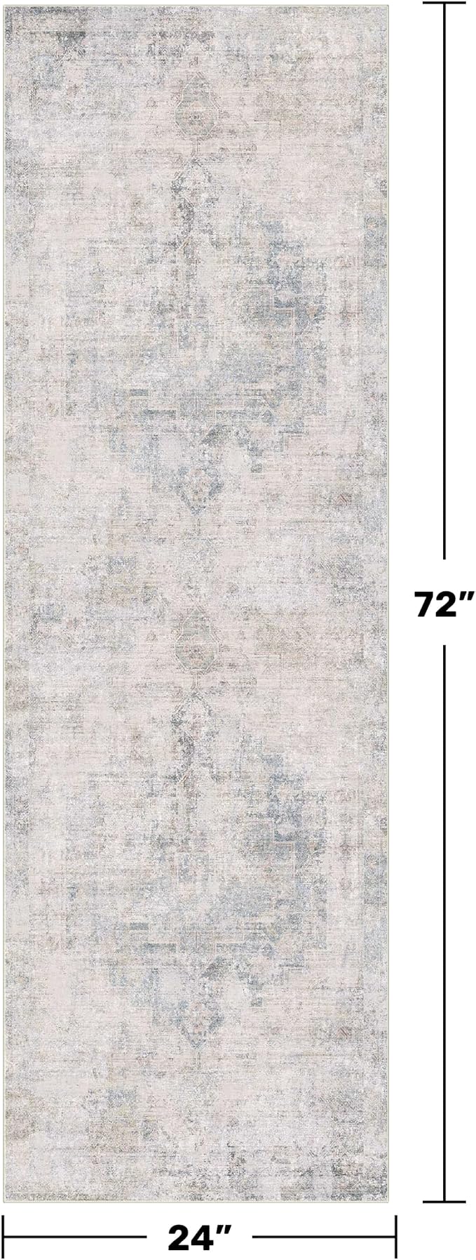 Hazo Haus Light Blue 2x6 Non Slip Bathroom Runner Rug - Blue Gray Washable Rug for Kitchen, Hallway, Non Slip with Rubber Backing, Boho Modern Abstract Runner Home Décor
