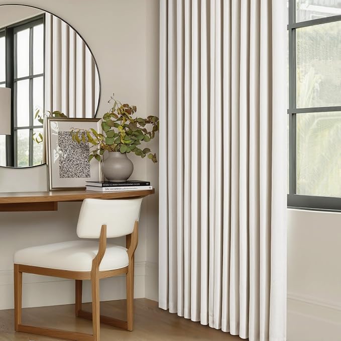 Blackout Linen Curtains 126 Inches Long Pinch Pleated 2 Panels Natural | Thermal Insulated 100% Black Out, Linen Drapes with Liner, Cream Ivory, for Living Room Bedroom Window Curtains 40x126