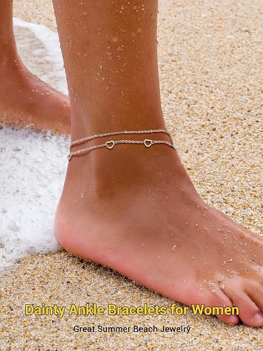 PROSTEEL Gold/Silver Anklets for Women Waterproof, 14K Gold Plated Ankle Bracelet Non Tarnish, Jewelry Gifts Adjustable
