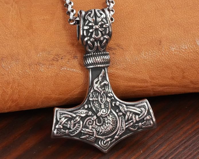 Baldur Jewelry - Thors Hammer Necklace Pendant Mjölnir - Viking Norse Thor Hammer Pendant Viking Jewelry - Thor Necklace - Thor Gifts for Men - Viking Necklace for Men