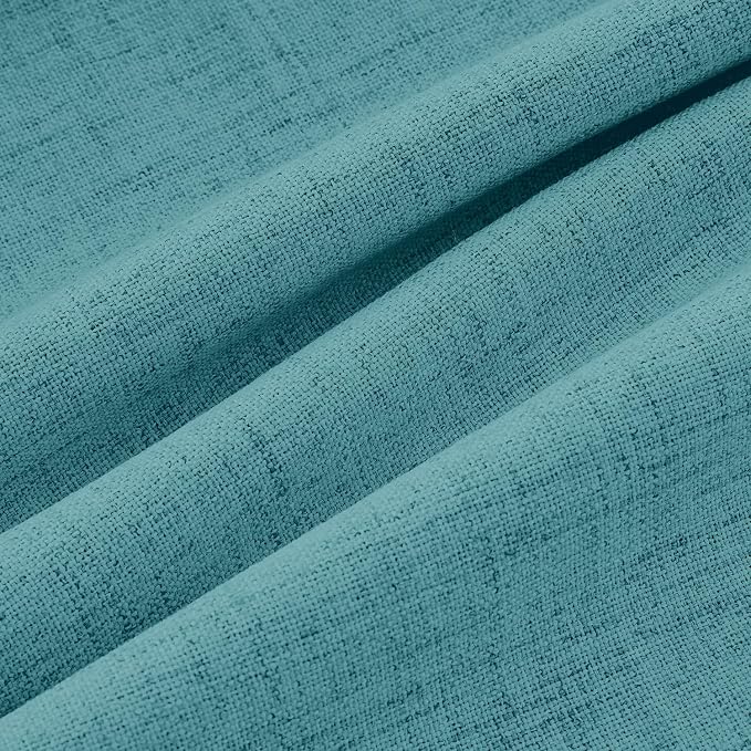 MIULEE 100% Blackout Linen Curtains for Bedroom 42 x 84 Inch Teal 2 Panels | Thermal Insulated, Room Darkening Drapes for Living Room, Back Tab Rod Pocket Pinch Pleated, Solid Luxury Decor