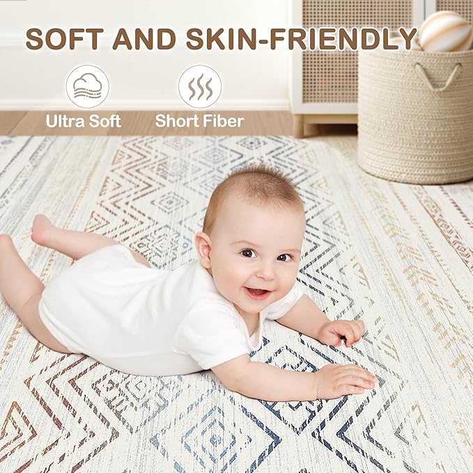 Tortania Area Rug Living Room Rugs- 12x18 Washable Large Soft Neutral Boho Moroccan Bohemian Farmhouse Rug Indoor Floor Carpet for Bedroom Under Dining Table Home Office Decor - Multicolor