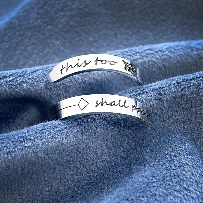Vrycot Adjustable silvery Inspirational Stainless Steel Adjustable Bands Cool Stacking Opening Gift for Women Statement