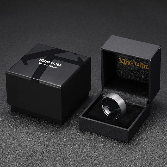 King Will Wedding Band for Men Women, 2/4/6/7/8mm Domed Matte Brushed Tungsten Carbide Rings, Solid/Dual Color Engagement Rings, Comfort Fit